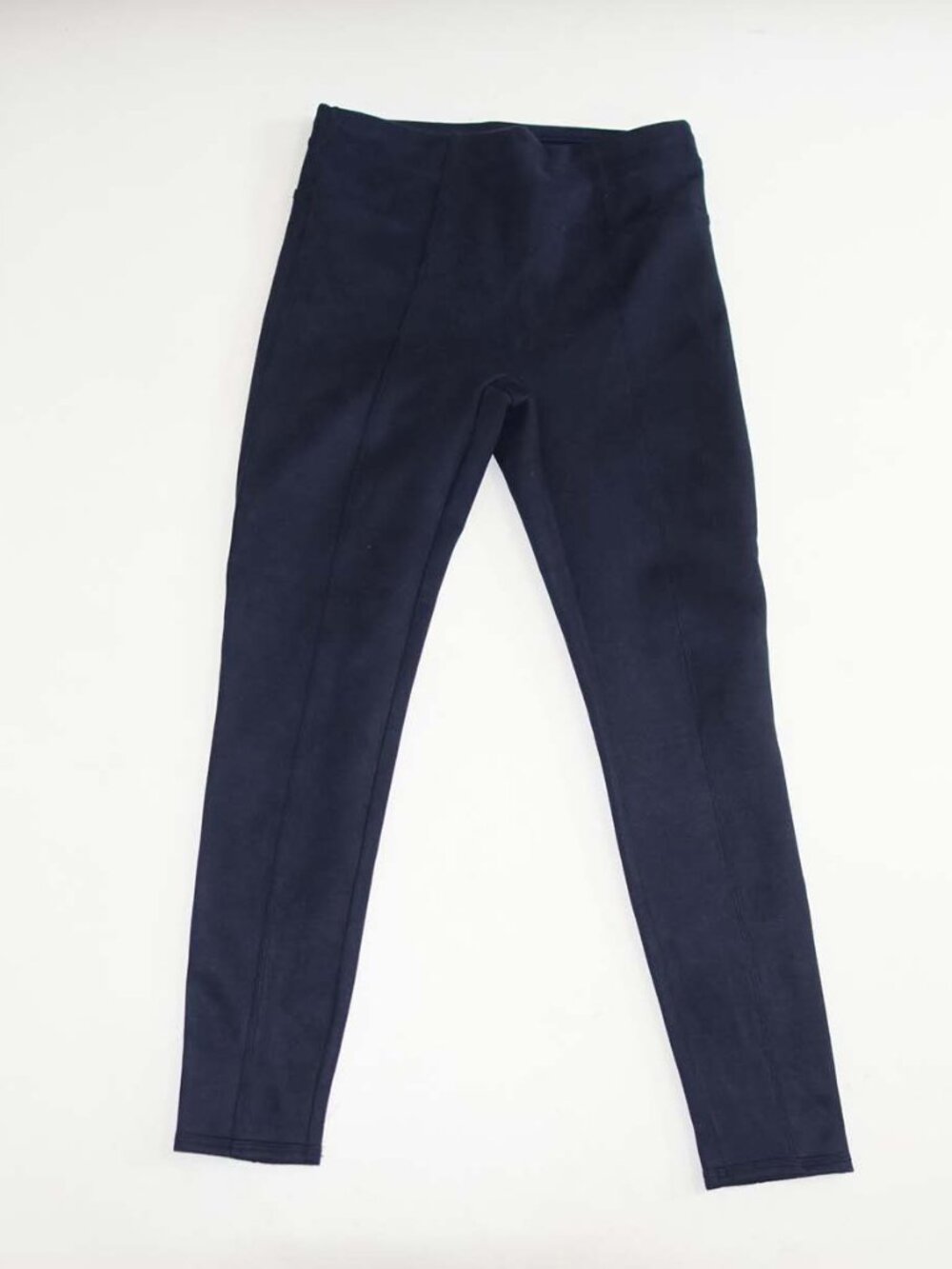 Spanx Women's High Waist Faux Suede Ankle Leggings Large Navy Blue 28" Inseam L